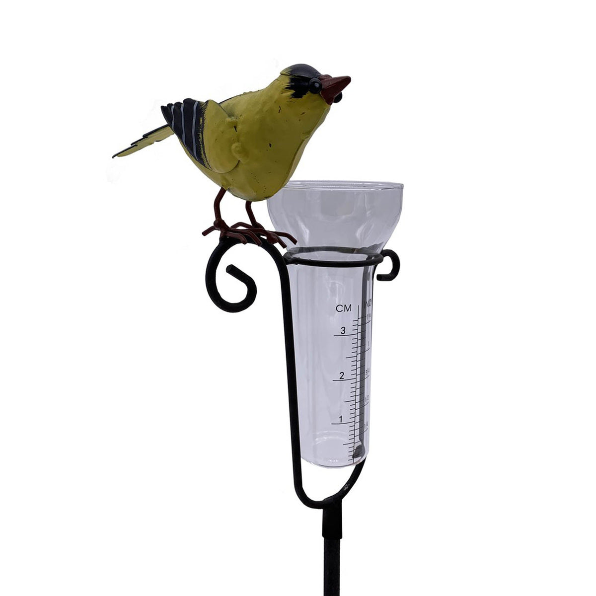 Yellow Finch Garden Rain Gauge Stake - Image 1