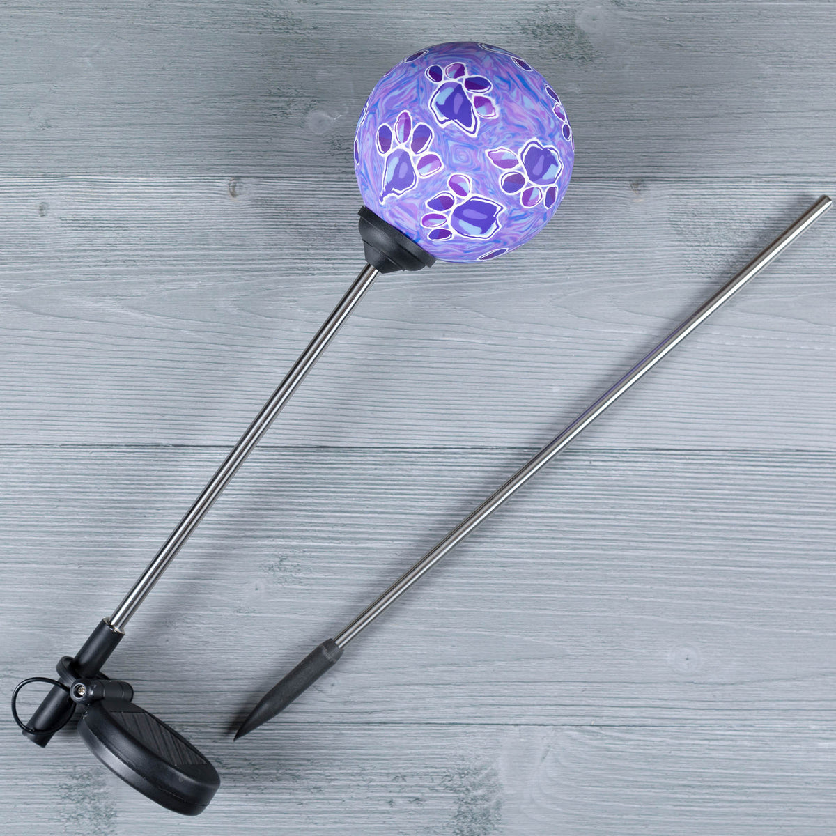 Paw Print Solar Garden Globe Stake - Image 14