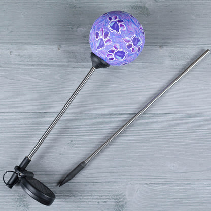 Paw Print Solar Garden Globe Stake - Image 14