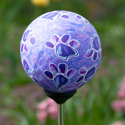 Paw Print Solar Garden Globe Stake