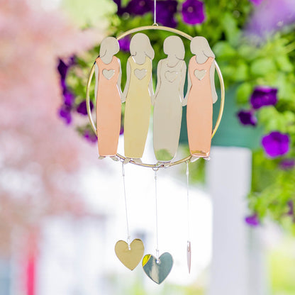 Mixed Metal Sister Silhouette Wind Chime
