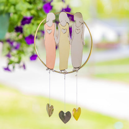 Mixed Metal Sister Silhouette Wind Chime - Image 4