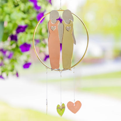 Mixed Metal Sister Silhouette Wind Chime - Image 2