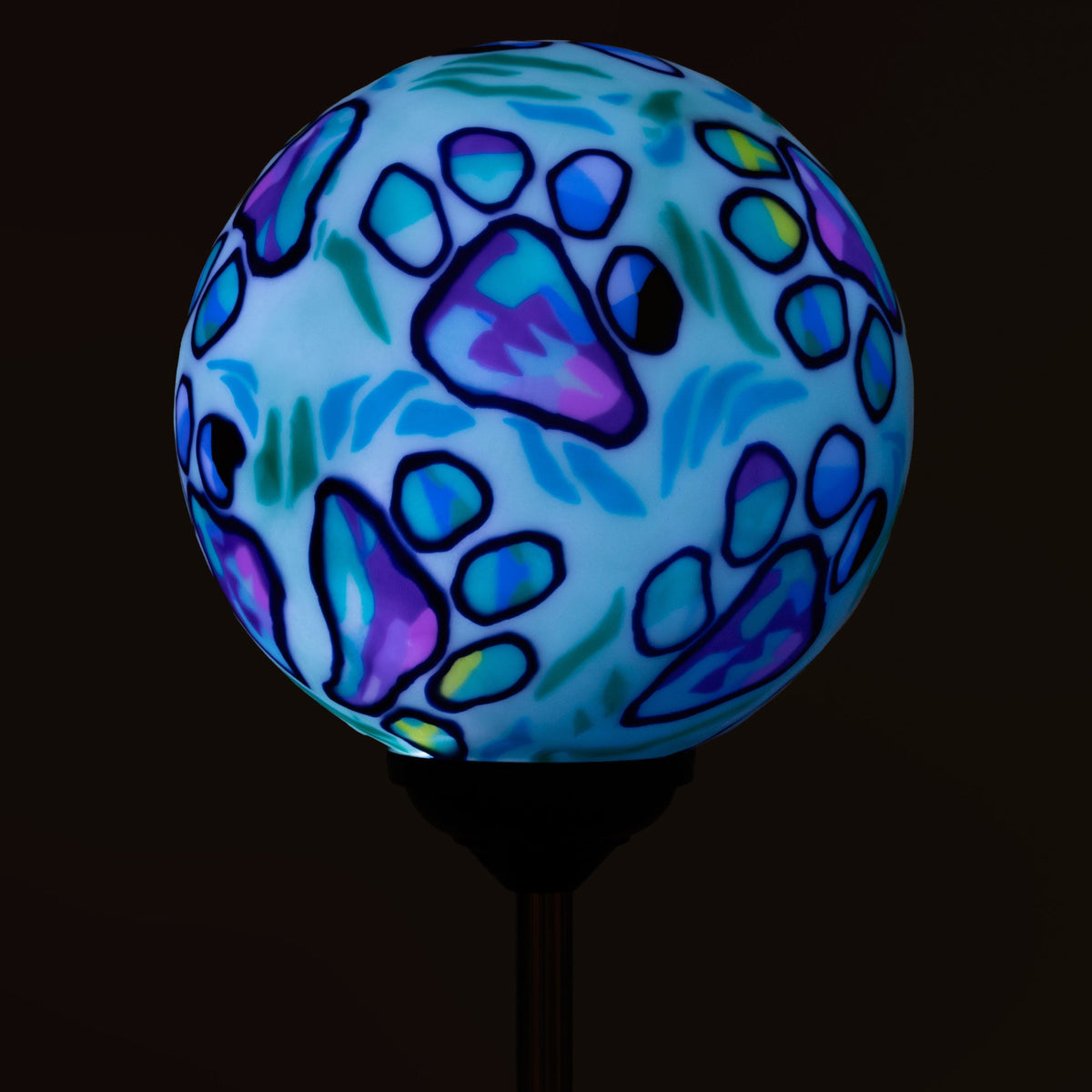 Paw Print Solar Garden Globe Stake - Image 9
