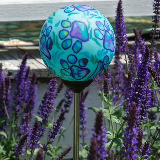 Paw Print Solar Garden Globe Stake - Image 1