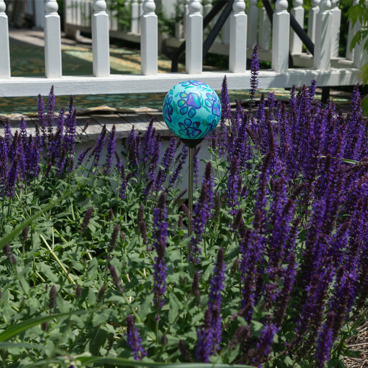 Paw Print Solar Garden Globe Stake - Image 3
