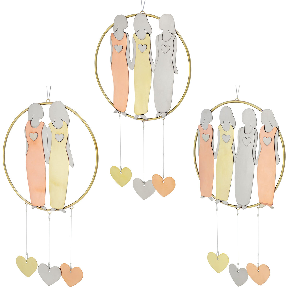 Mixed Metal Sister Silhouette Wind Chime - Image 1
