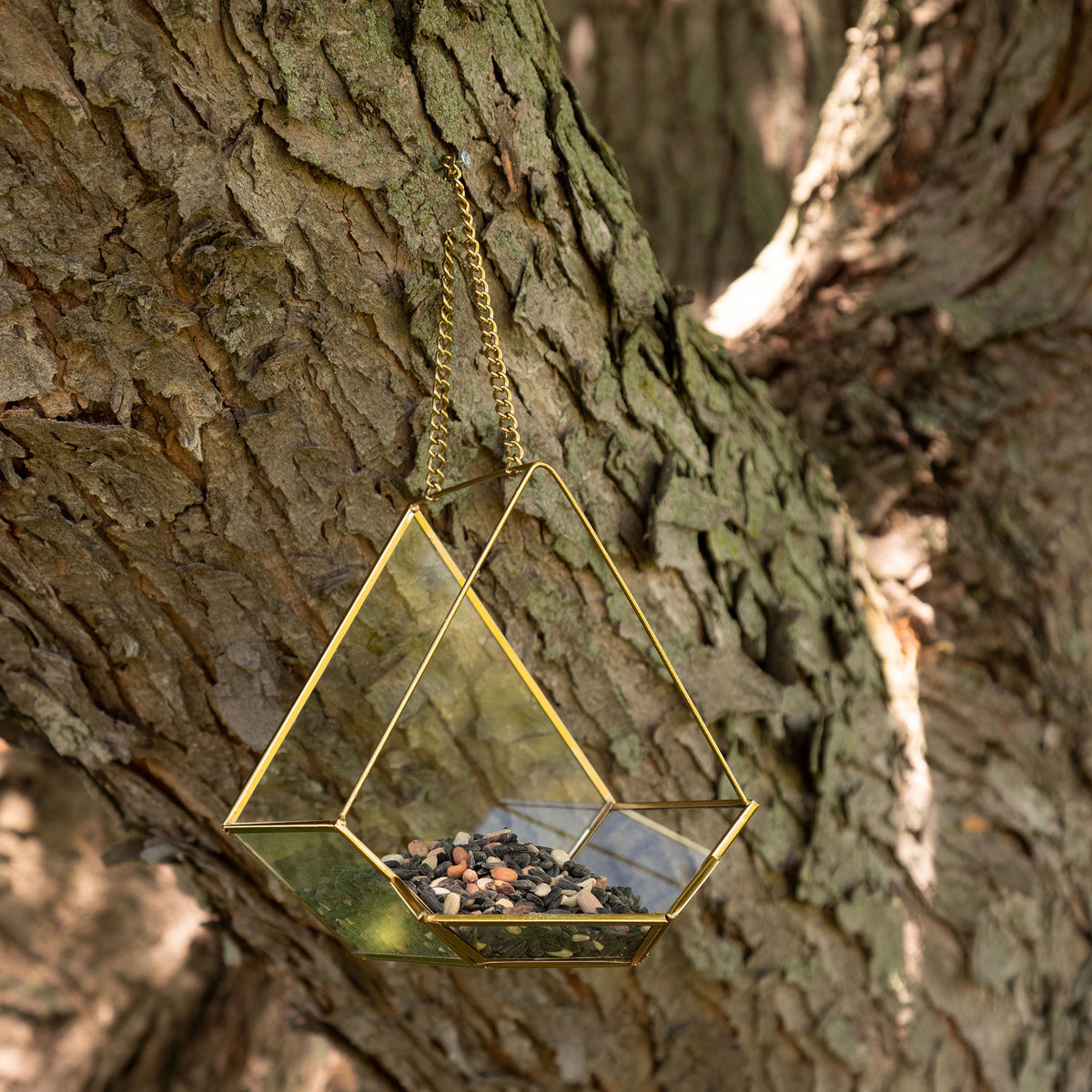 Hanging Open-Air Glass Bird Feeder - Image 2