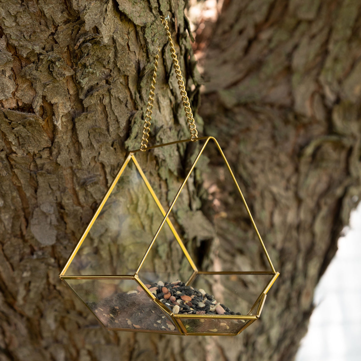 Hanging Open-Air Glass Bird Feeder - Image 3