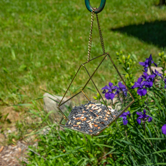 Hanging Open-Air Glass Bird Feeder - Image 1
