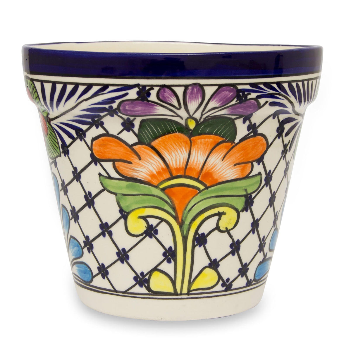 Hand-Painted Floral Ceramic Planter - Image 2