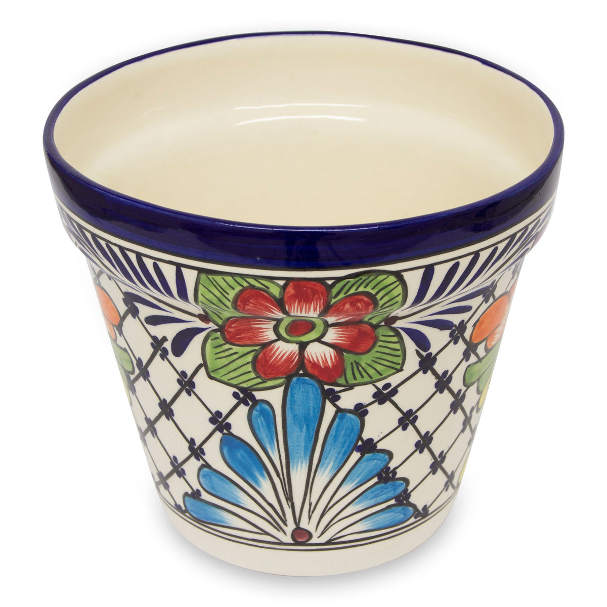 Hand-Painted Floral Ceramic Planter - Image 3