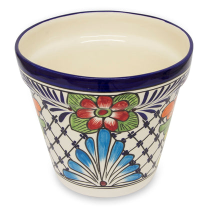 Hand-Painted Floral Ceramic Planter - Image 3