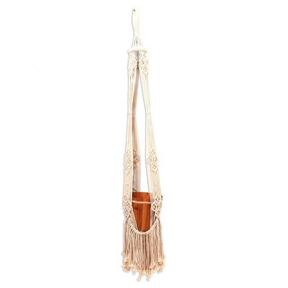 Handwoven Cotton Macrame Plant Hanger - Image 2