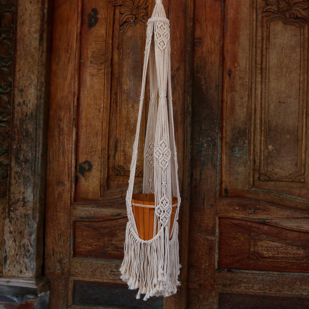 Handwoven Cotton Macrame Plant Hanger - Image 4