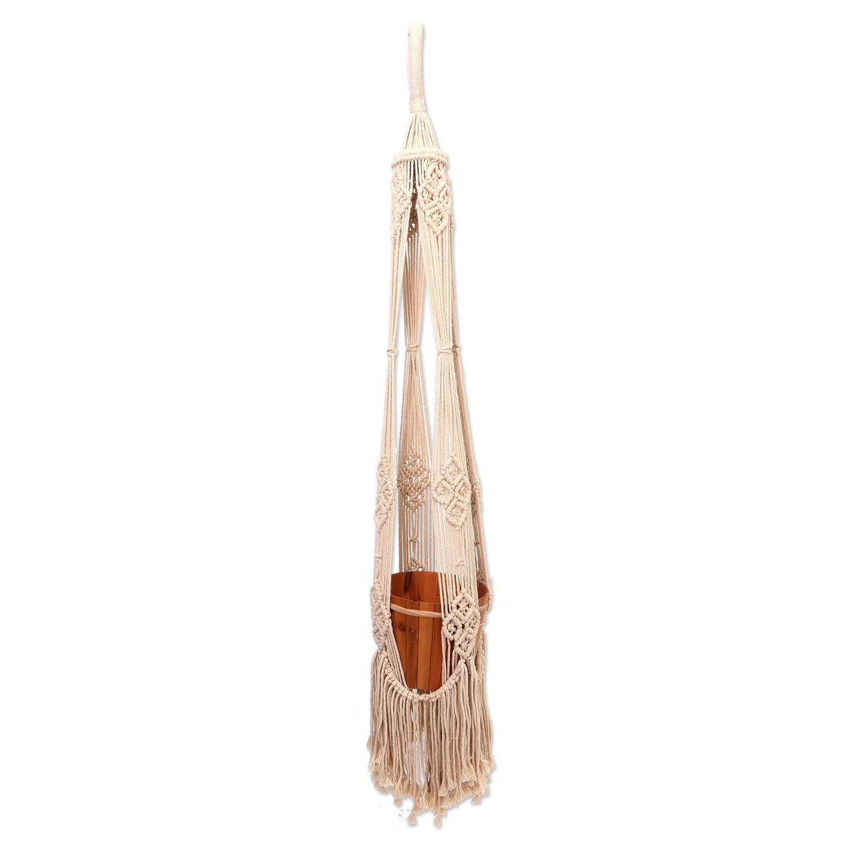 Handwoven Cotton Macrame Plant Hanger - Image 5