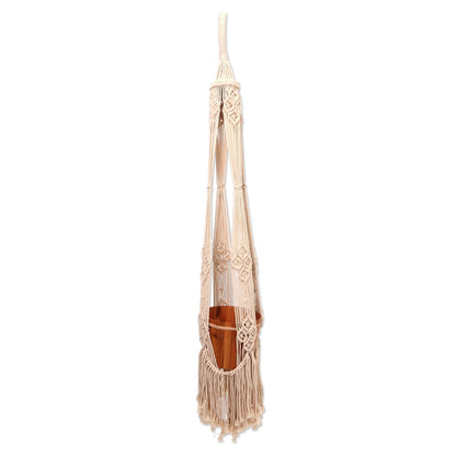Handwoven Cotton Macrame Plant Hanger - Image 5
