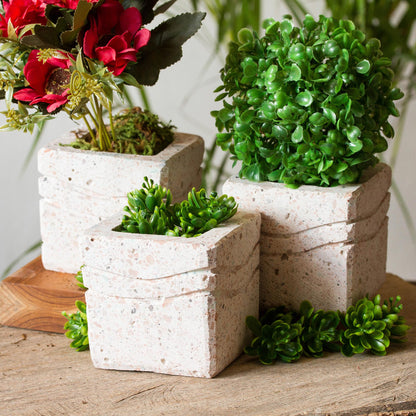 Reclaimed Stone Wave Planter Set of 3 - Image 3