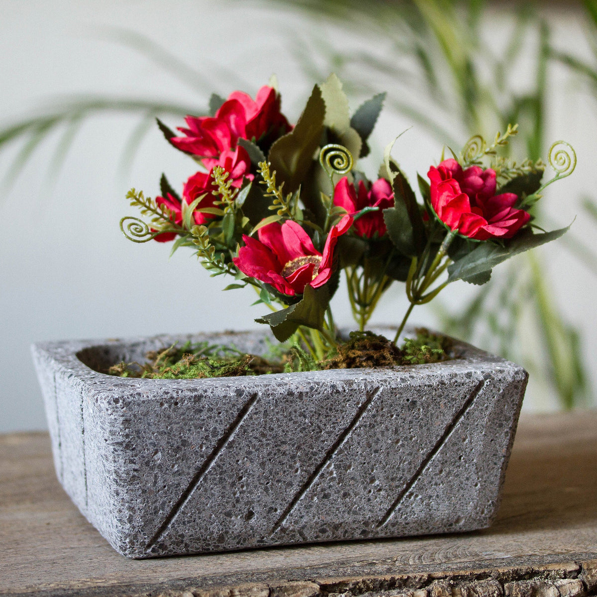 Rectangular Striped Reclaimed Stone Planter - Image 1