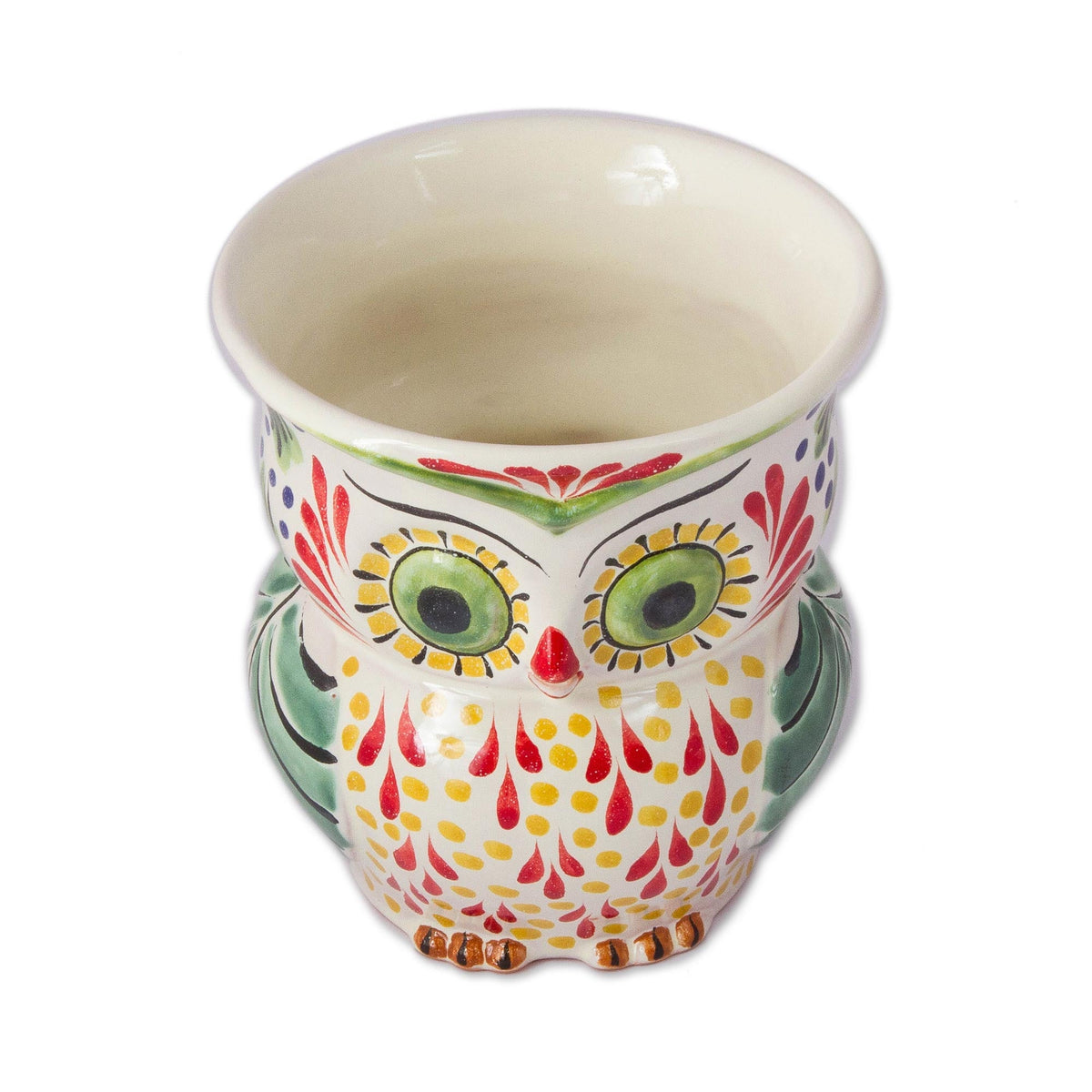 Colorful Ceramic Owl Planter - Image 3