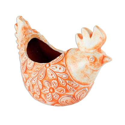 Orange Ceramic Hen Planter - Image 2