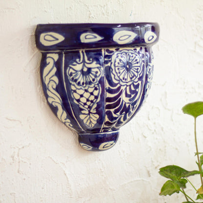 Cobalt Blue Ceramic Wall Planter