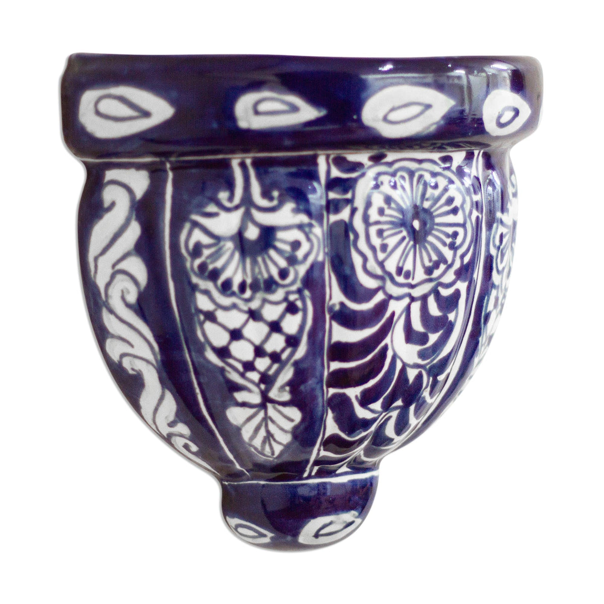 Cobalt Blue Ceramic Wall Planter - Image 2